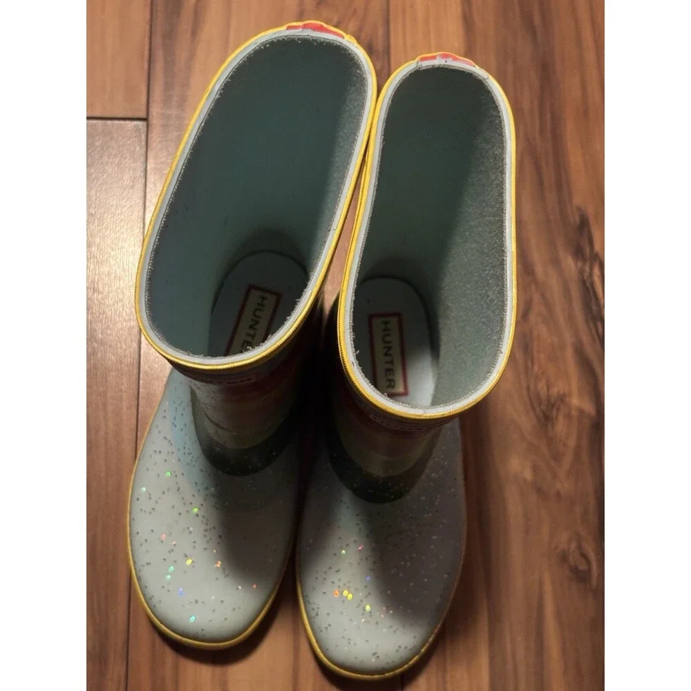 Hunter Unisex Glitter Rainbow Sky Rain Boots Little Kids Size 13